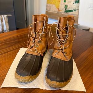 LL Bean Classic Mens Duck Boots 11N 10N Narrow Tan Brown READ